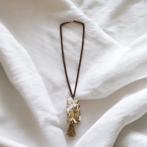 Vintage Shell Tassel Necklace by Sylvia Benson - Picture 2 of 4